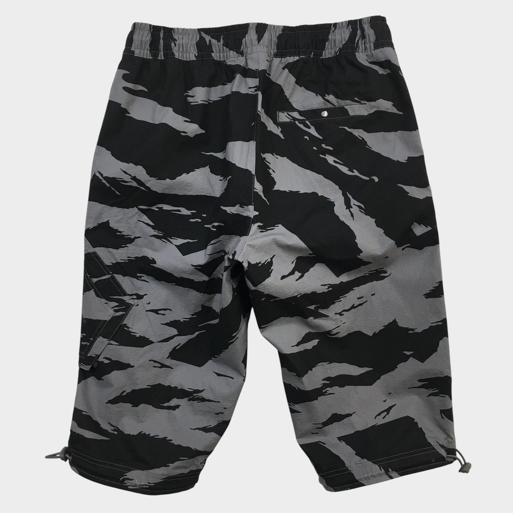Jordan Mens Tiger Camo Cargo Shorts Grey Black Ripstop Jumpman Size M Long